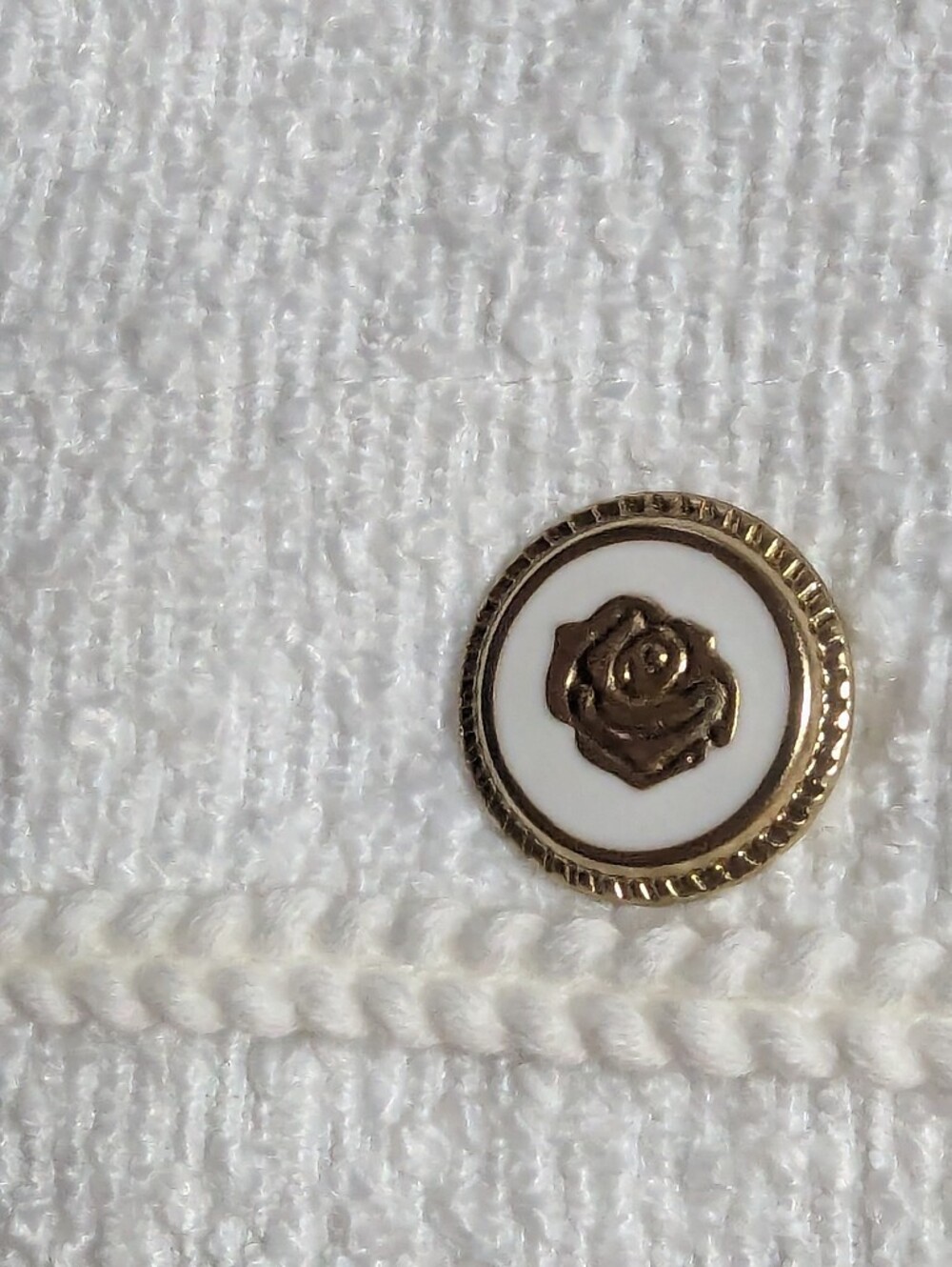 Cropped White Tweed Button Jacket - Picture 5 of 5
